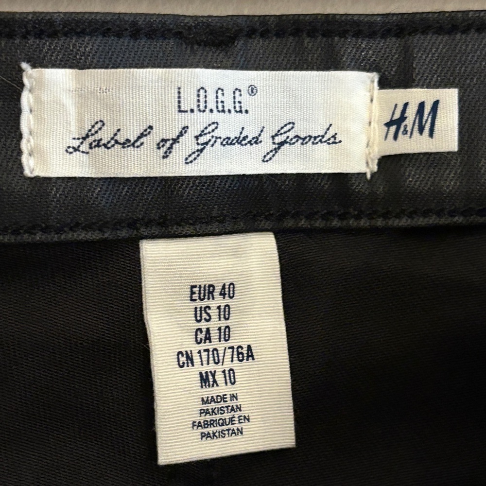 H&M Black Wax Skinny Jeans,  Faux Leather Look – Size 10 Like New - Picture 8 of 15